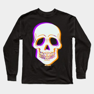 3D Glitch Skull (Orange and Purple Version) Long Sleeve T-Shirt